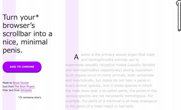 スクロールバーを勇ましい男のアレに出来るクローム拡張機能 Penis Scrollbar やったぜゲームズ