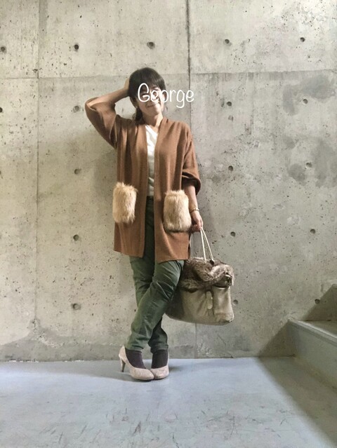 しまむらのロングカーデ ユニクロのミリタリースキニーに合わせた秋色コーデ 冬はまだ Le Style George