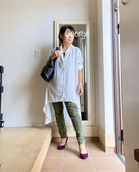 しまむらのシャツワンピース ナチュラルな初夏コーデ Le Style George