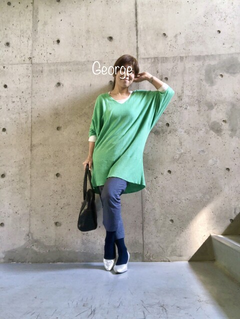 0326 グリーンとネイビー 今日も明るい色で作る春待ちコーデ Le Style George