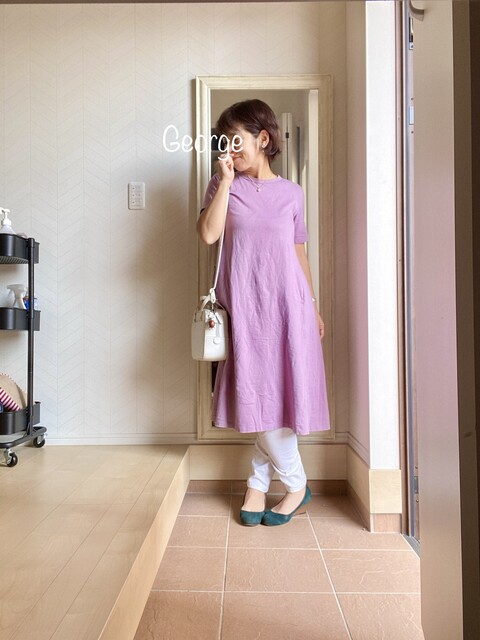 Guのtシャツワンピース ラベンダー色で親子リンクコーデ Le Style George