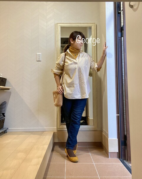 1130 ユニクロのストライプシャツ メンズライクコーデで気分転換 Le Style George