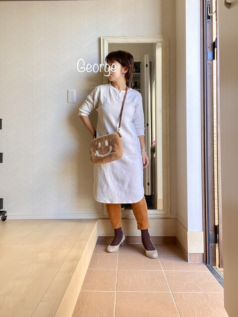 ユニクロのワッフルワンピ ナチュラルカラーの親子リンクコーデ Le Style George