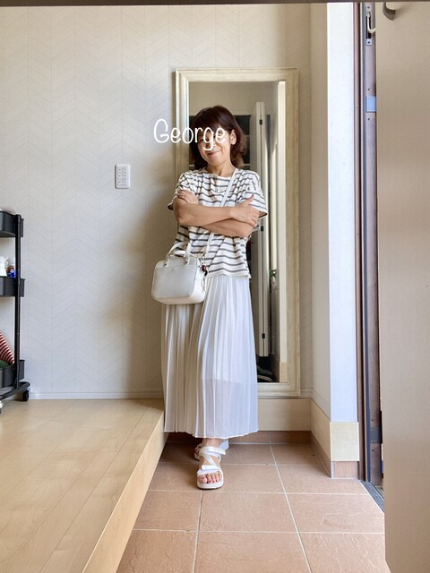 無印良品のボーダーtシャツ 優しい色を使った夏コーデ Le Style George