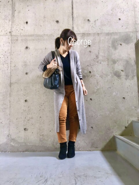 07 ロングカーディガンにレギパン 全身ユニクロのオフィスコーデ Le Style George