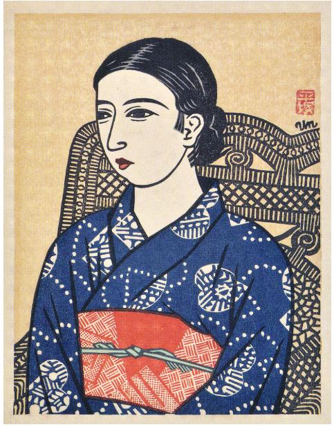 版画家　平塚運一　山中塗　お椀と短歌　色紙　1981年　木版画の神様 版画家 平塚運一 山中塗 お椀と短歌 色紙 1981年 木版画の神様
