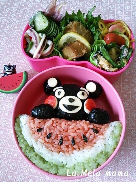 キャラ弁 くまモン スイカ La Mela Mamaのお弁当日記