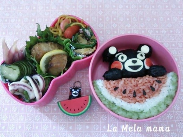 キャラ弁 くまモン スイカ La Mela Mamaのお弁当日記