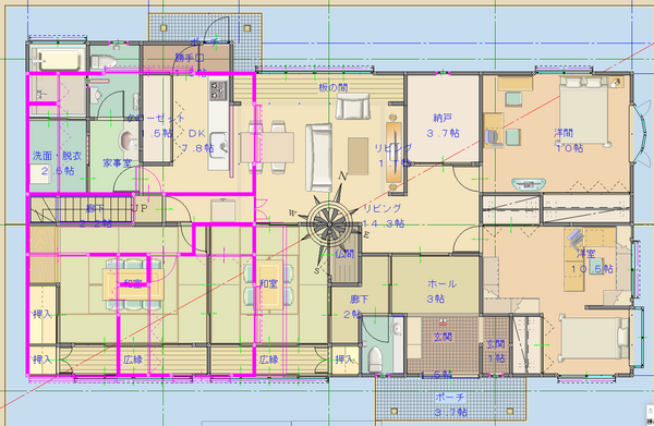 せっけい倶楽部 フリーウェア の数値設定と使い方と家相について考える はまかぜの旅団