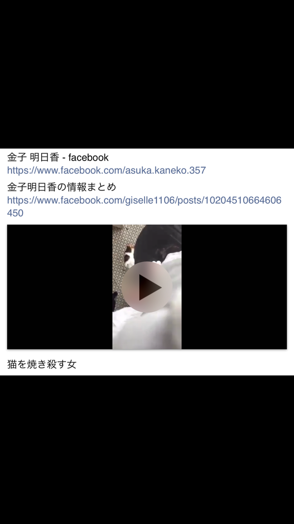 金子明日香 神戸の女が猫を窯で焼く虐待動画をfacebookに公開で炎上 警察に通報した結果 驚くべき犯行の動機が明らかに 画像あり Newsまとめもりー 2chまとめブログ Linkis Com