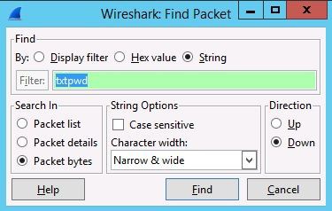 Wiresharkで特定の文字列を検索 Pubinf