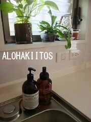 キッチンにジョンマスターオーガニックのハンドソープとダスキンスポンジ Aloha Kiitosのブログ