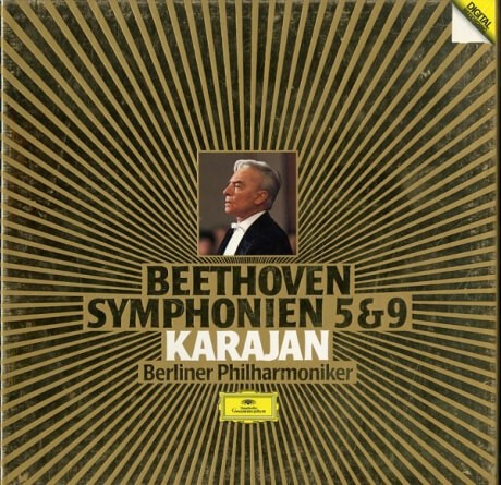 DE DGG 413 933-1 ヘルベルト・フォン・カラヤン ジャネット・ペリー アグネス・バルツァ ヴィンスン・コール ジョゼ・ヴァン・ダム  ベルリン・フィル ベートーヴェン 交響曲5＆9番 : 100年後でも聴いて楽しいアナログ名盤レコード