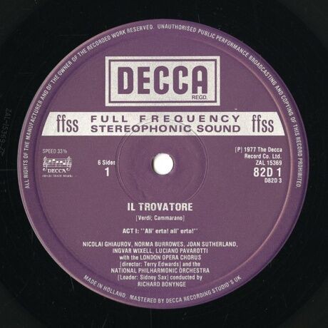 ヴェルディの傑作オペラ イル・トロァトーレの名盤ＬＰ４組(ＬＰ１２枚) ヴェルディの傑作オペラ イル・トロァトーレの名盤LP4組