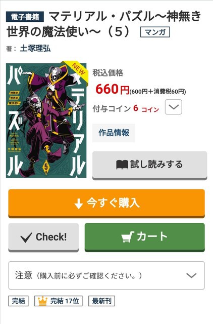 最終決算 マテリアルパズル 神無き世界の魔法使い 6 5巻 小冊子 土塚理弘 青年漫画