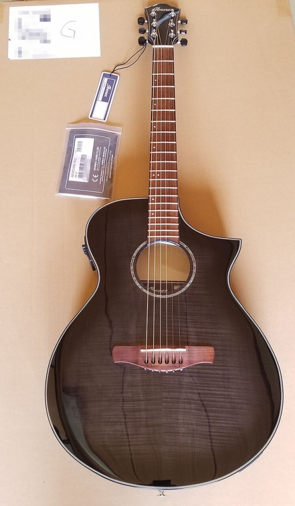 2023.03購入ほぼ未使用Ibanez エレアコブラックAEWC400-TKS Ibanez AEWC400 Grand Concert A/E Guitar, Flame Maple Top