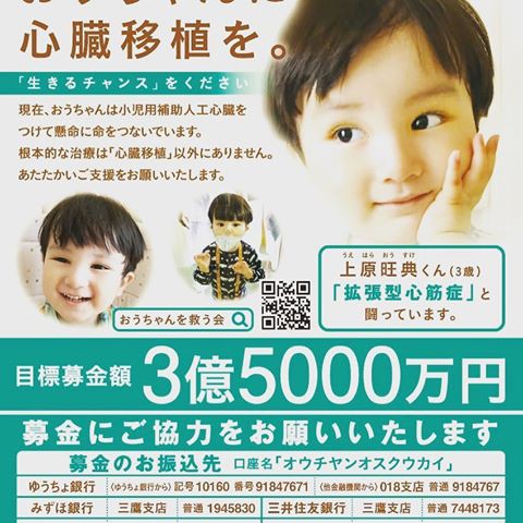 生きるチャンスを与えて下さい 心臓病の3歳児 上原旺典ちゃんを救うために2億円以上ください 両親ら訴え もぎたてニュースナビ