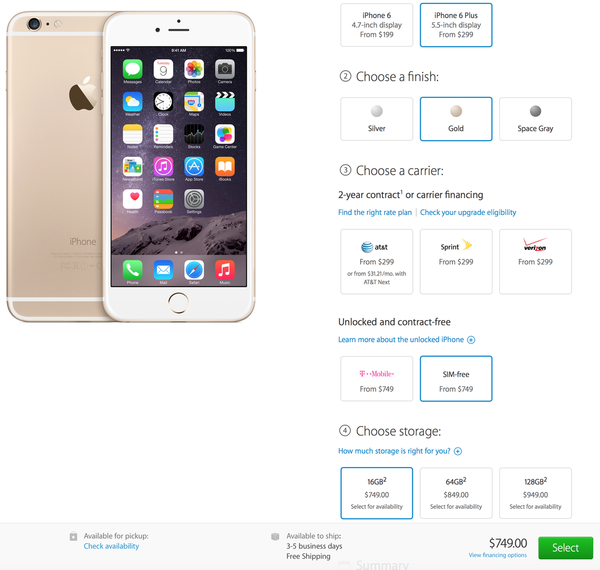 1 6 米国のapple Online Store Simフリー版 Iphone 6 A1586 と Iphone 6 Plus A1524 を販売開始 16gb 649ドル Apple Brothers Loves Mac