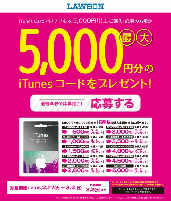 Itunes Cardセール 割引情報 ローソンのバリアブルitunesカード最大10 増額キャンペーン 3 2 月 まで ファミリーマート 3 9 月 まで Apple Brothers Loves Mac