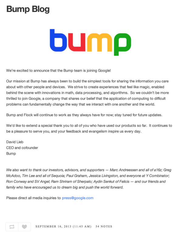 9 17 Google こつんとぶつけてデータ交換するアプリ開発の Bump を買収 Apple Brothers Loves Mac