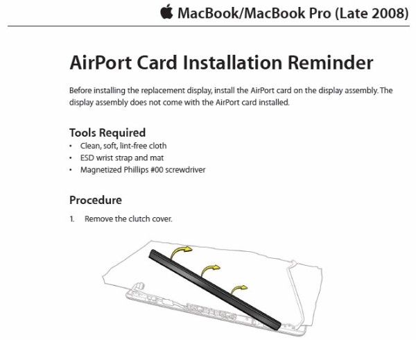 Apple 新しい Macbook Macbook Pro Late 08 のairport Card Airmacカード の取り付け 交換方法ガイドをフライングで公開 Apple Brothers Loves Mac