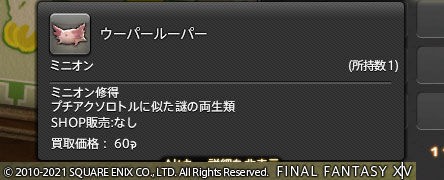 Ff14 ボズヤでウーパールーパーのミニオンをもらいましたーヾ ﾉ レベル８０ ありさ日記