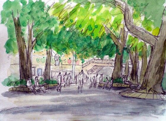 上野公園(水彩画 ) 上野公園口付近のスケッチ : arthiroshiのblog