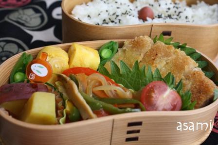 トンカツのわっぱ弁 本日のコツ Asamiのお弁当 簡単かわいいキャラ弁の作り方