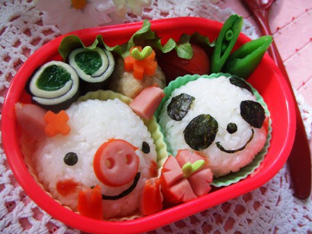 ブタちゃん パンダ君の作り方 キャラ弁 Asamiのお弁当 簡単かわいいキャラ弁の作り方