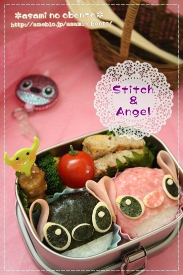 Namimo便 まんまるスティッチ エンジェルのお弁当 Asamiのお弁当 簡単かわいいキャラ弁の作り方