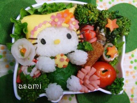 黄色い帽子のキティ キャラ弁 Asamiのお弁当 簡単かわいいキャラ弁の作り方