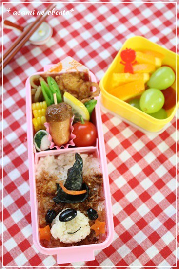 鰹節クマちゃんのハロウィン弁 次女用 Asamiのお弁当 簡単かわいいキャラ弁の作り方