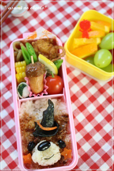 鰹節クマちゃんのハロウィン弁 次女用 Asamiのお弁当 簡単かわいいキャラ弁の作り方