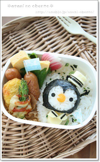 ペンギン水兵さんのマリン弁 Asamiのお弁当 簡単かわいいキャラ弁の作り方