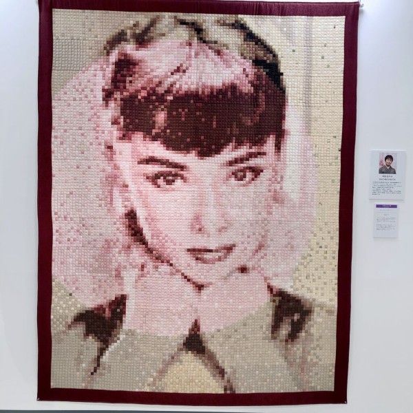 パッチワークキルト タペストリー〈モザイクの集まり〉 パッチワークキルト Vintage 約127x96cm 大判 バスケットパターン