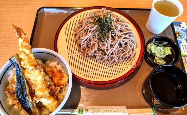 琵琶湖や比叡山を一望出来る大津SA2階フードコートでミニ天丼と