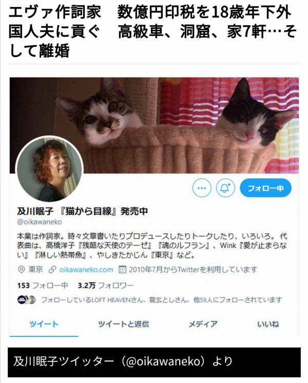 悲報 エヴァの残酷な天使のテーゼの作詞家 及川眠子さん 印税6億を18歳年下のトルコ人に貢いで逃げられてしまう 激レアさんを連れてきた えあ速