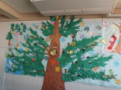 はっぱのおうちの冬の壁面が出来ました 吾妻小学校pta