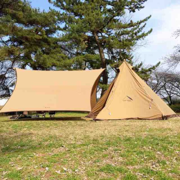 ○普通のサーカスTCでBIG専用焚火タープコネクトヘキサは使える