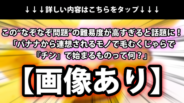 画像あり この なぞなぞ問題 の難易度が高すぎると話題に バナナから連想されるモノで毛むくじゃらで チン で始まるものって何 ネクスト速報