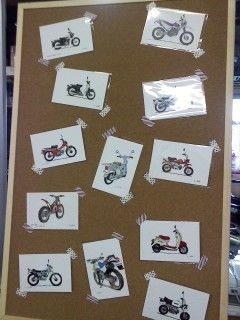 オシャレなバイクイラスト葉書を展示中です バイク屋の日記