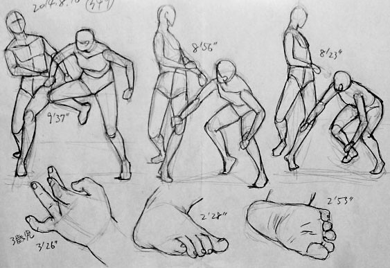 アクションスケッチとりあえずおしまいとアニメ絵模写練習 お絵描き練習日記