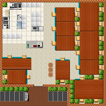 Win版【ザ・ファミレス】 客は「机の角」に触れた時座るので、机の角を