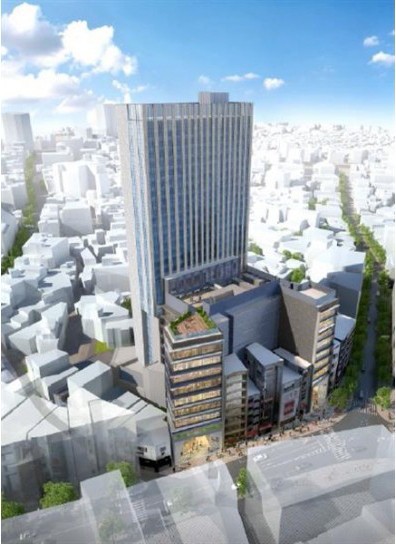 地上28階、高さ120m「(仮称)渋谷区道玄坂二丁目開発計画」の建設状況