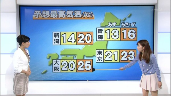 気象予報士 寺川奈津美さんがミニスカ太もも大胆露出でgwは行楽日和と伝える 岡村真美子さんに対抗か Vipまとめ速報 2chまとめブログ