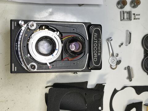 カメラ修理 minolta AUTOCORD（ミノルタ オートコード）の総合整備 : カメラ修理工房日記－－みの虫のひとりごと