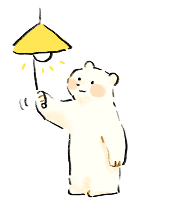 電気を点けたり消したりするしろくま 無料イラスト フリー素材 しろくまとねこ