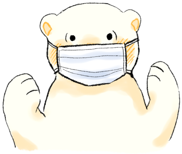 マスクをつけたしろくまのイラスト 無料イラスト フリー素材 しろくまとねこ