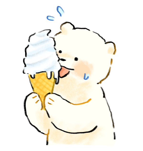 ソフトクリームとしろくま 無料イラスト フリー素材 しろくまとねこ