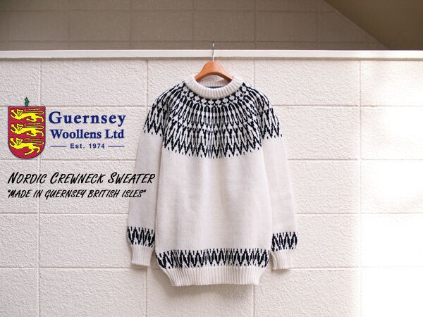 Guernsey Woollens / ガンジーウーレンズ】Nordic Crewneck Sweater